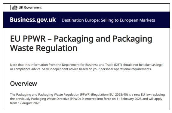 PPWR生效在即，出口英国包装需遵守PPWR新规吗？