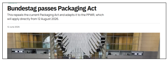 官宣!德国正式通过包装新法,PPWR法规将在德国生效